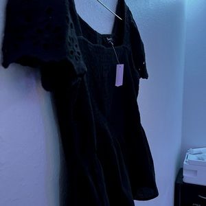 Madewell Eyelet-Sleeve Lucie Smocked Peplum Top